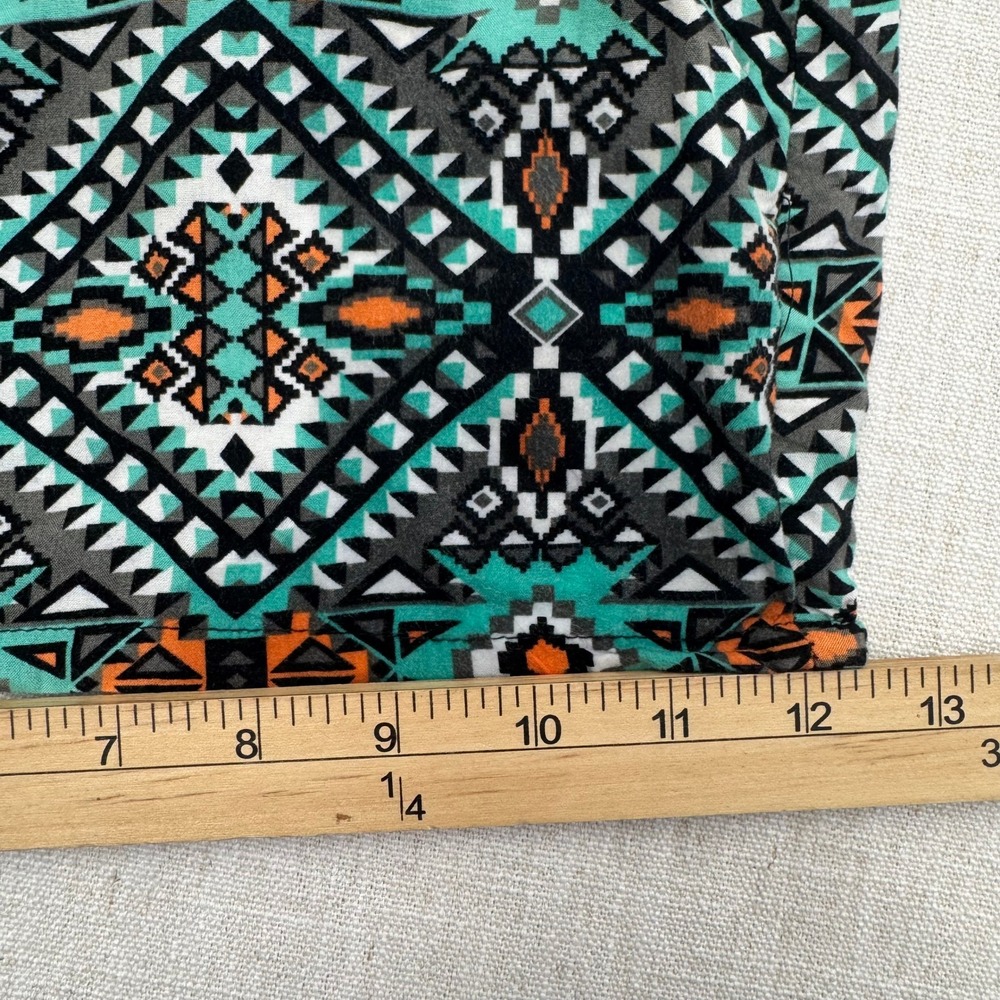 Kiss And Cry Womens Tribal Aztec Geometric Rayon‎ Shorts Teal Orange Size Large - Picture 13 of 13